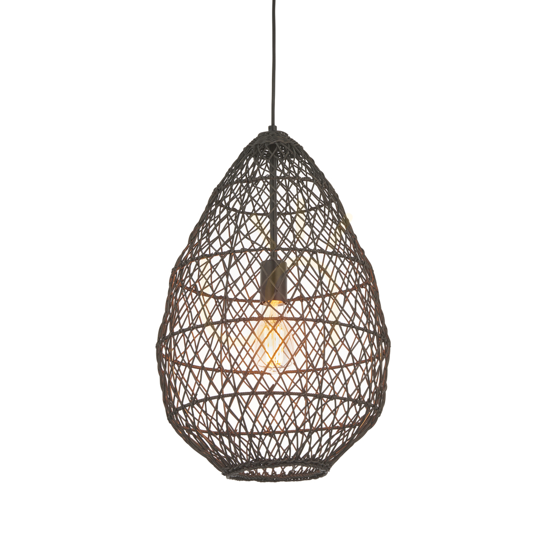 Függőlámpa Endon fekete rattan acél E27 35 cm dimmelhető