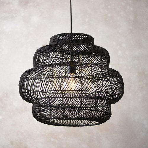 Prüfen Pendelleuchte Endon Tenoko Schwarz Rattan E27 52,5 cm