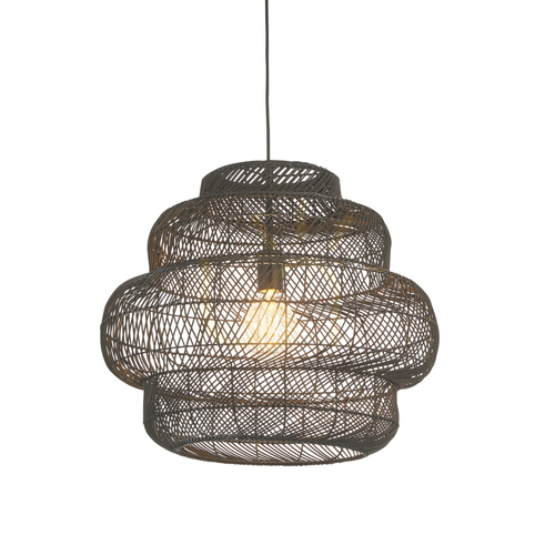 Prüfen Pendelleuchte Endon Tenoko Schwarz Rattan E27 52,5 cm