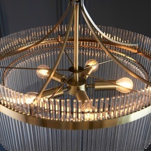 Endon MARIETTA 5-flammige Pendelleuchte 99166, Antikmessing, Glasstäbe, 5 × E14 max. 7 W, Ø 50 cm, 62–200 cm small 8