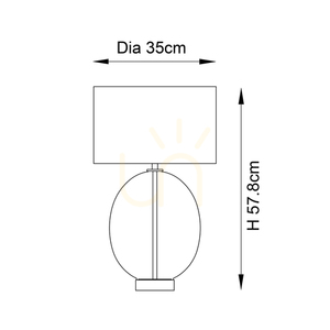 Endon KELDA OVAL Tischleuchte, Messing und Glas, Touch-Dimmer, 57,8 cm small 1