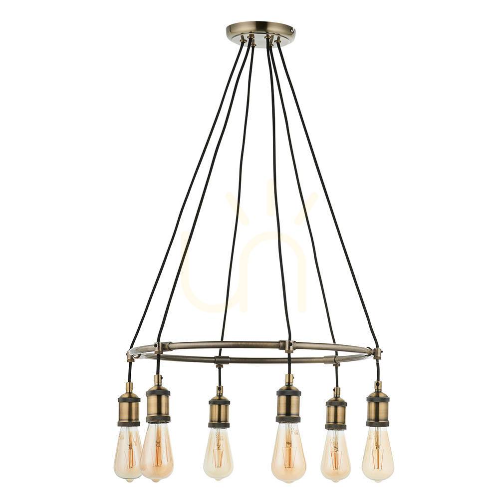 Zeige Pendelleuchte Endon Hal Messing 6-flammig E27 Ø54 cm Stahl dimmbar Pendelleuchte Endon Hal Messing 6-flammig E27 Ø54 cm Stahl dimmbar