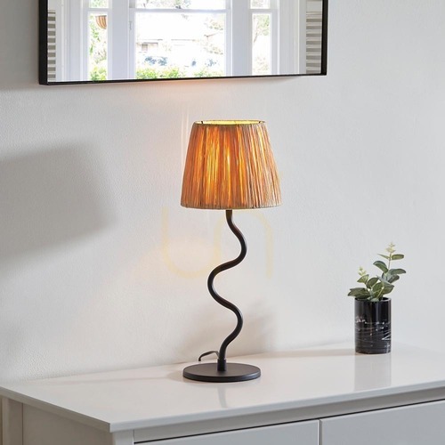 Prüfen Tischlampe Endon Wriggle Schwarz Rattan Metall E14 45,7 cm