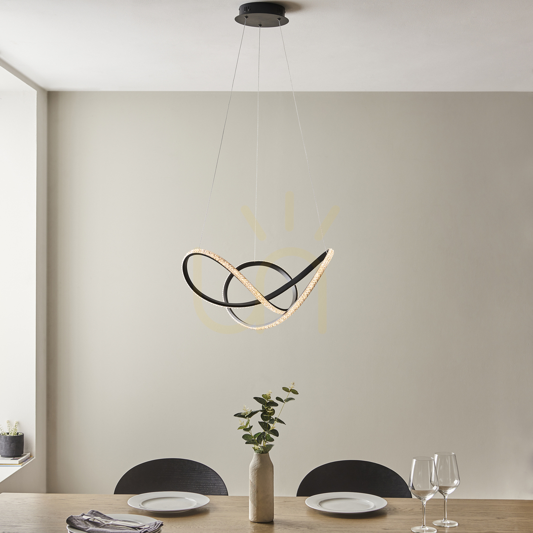 Zeige Pendelleuchte Endon Francisca Schwarz LED 42W Ø55 cm Aluminium Acryl Pendelleuchte Endon Francisca Schwarz LED 42W Ø55 cm Aluminium Acryl
