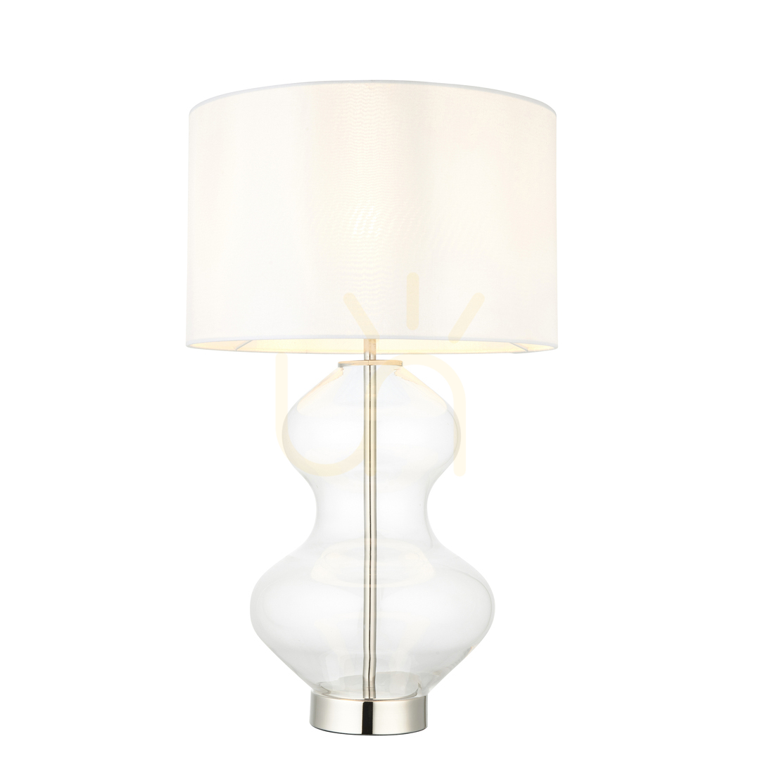 Tischlampe Endon Kelda Silber Altweiß Stoff E27 57,8 cm