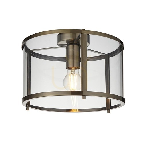 Prüfen Plafond Endon Hopton Messing Stahl Glas E27 Ø31 cm dimmbar