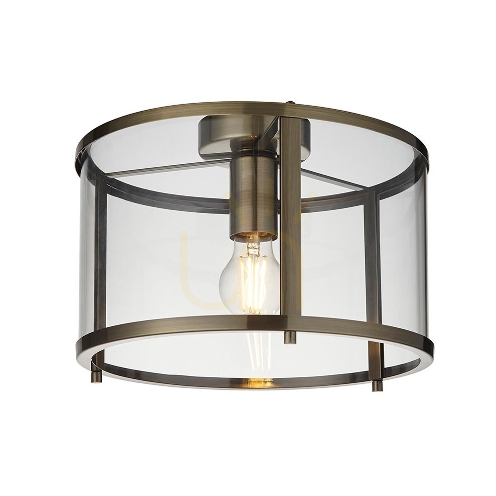 Plafond Endon Hopton en laiton Ø31 cm acier verre E27 dimmable