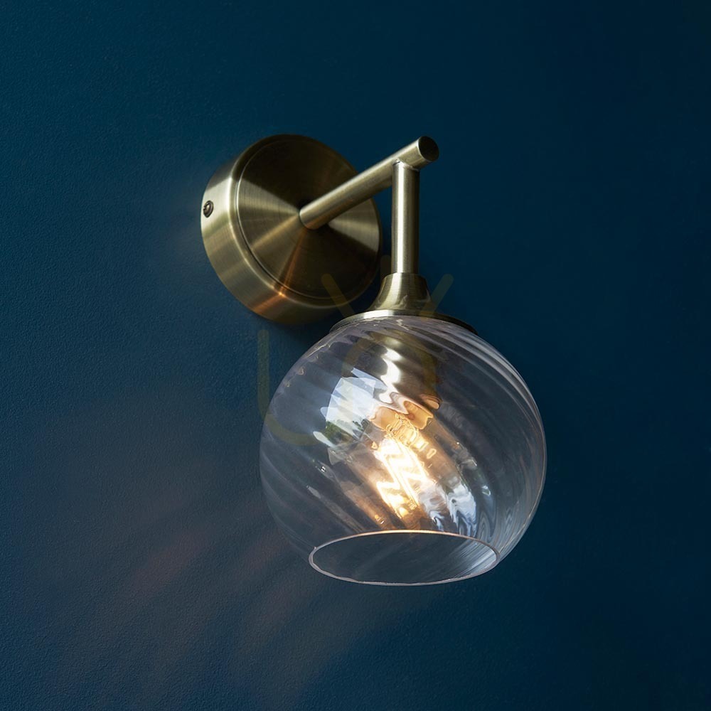 Anzeige Wandleuchte Endon Allegra Messing Stahl Glas E14 dimmbar Wandleuchte Endon Allegra Messing Stahl Glas E14 dimmbar
