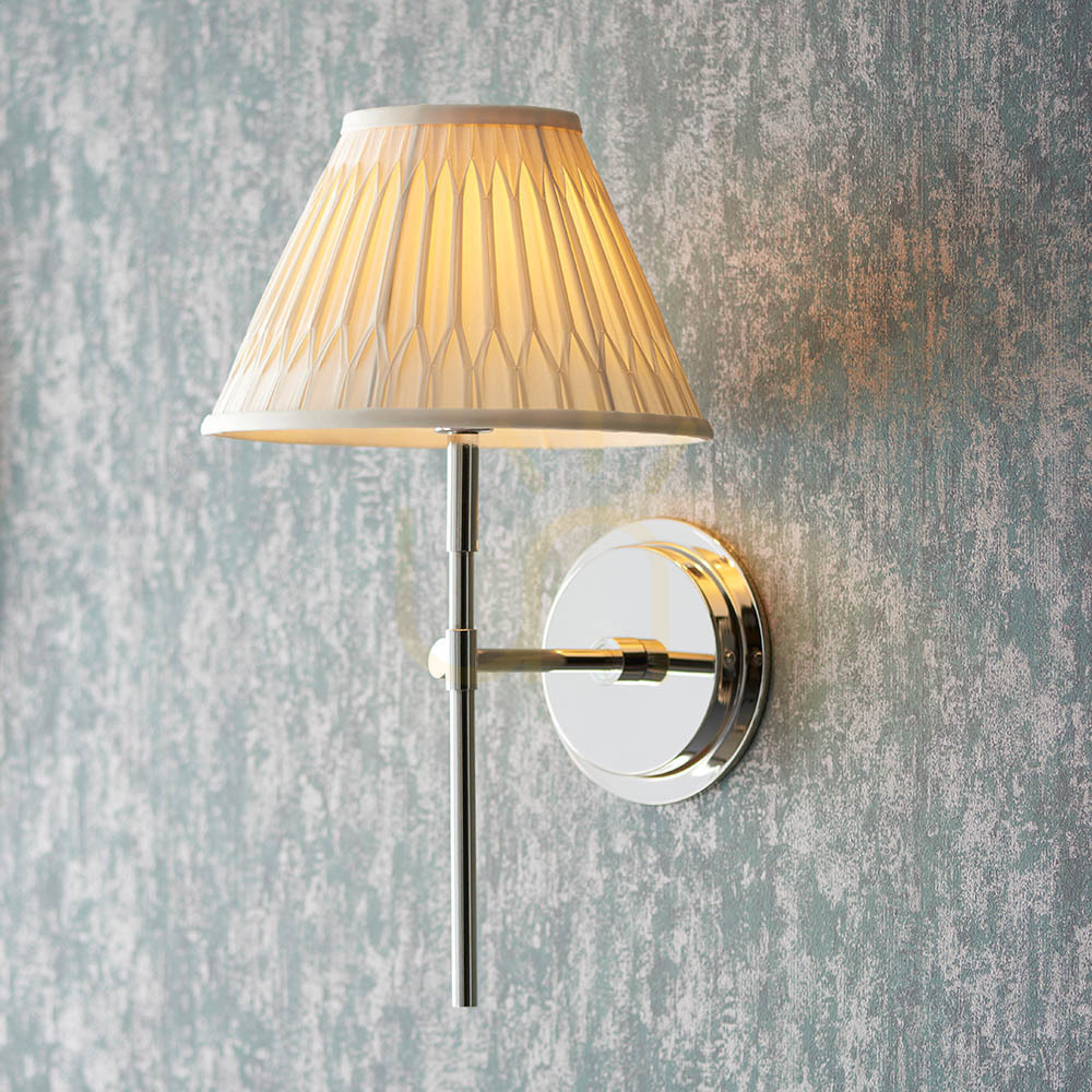 Aussicht Wandleuchte Endon Silber Stoffschirm E14 dimmbar 1-flammig 50 cm Wandleuchte Endon Silber Stoffschirm E14 dimmbar 1-flammig 50 cm