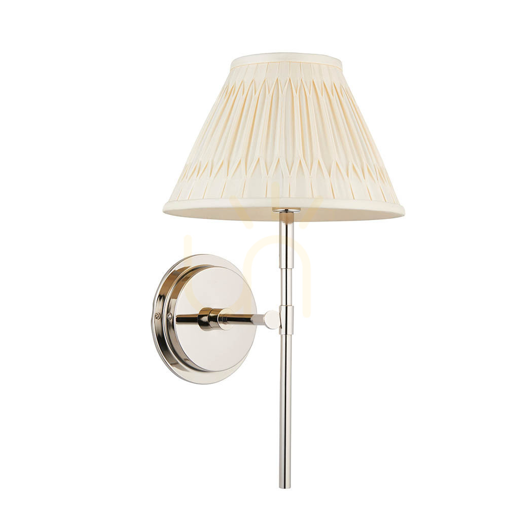 Aussicht Wandleuchte Endon Silber Stoffschirm E14 dimmbar 1-flammig 50 cm Wandleuchte Endon Silber Stoffschirm E14 dimmbar 1-flammig 50 cm