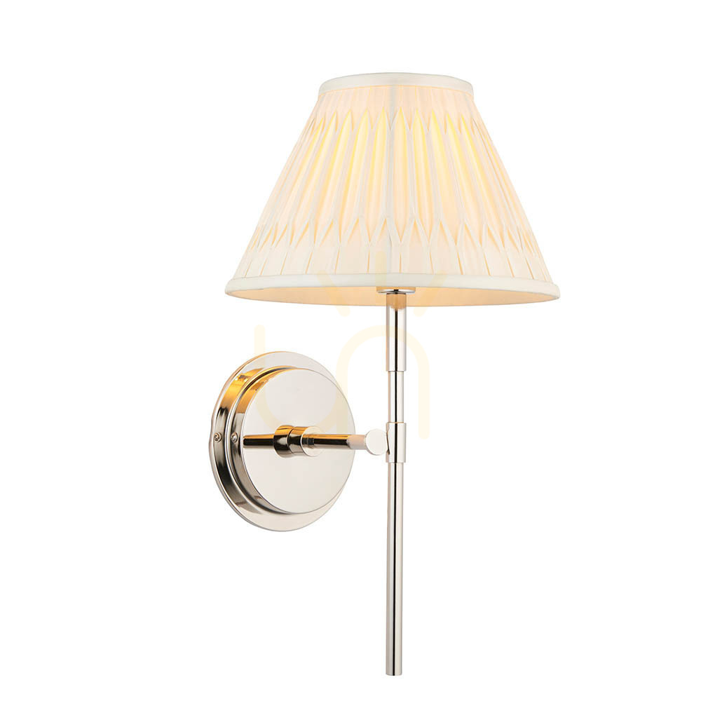 Vägglampa Endon silver elfenben tyg E14 dimbar 50 cm