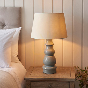 Tischleuchte Endon Provence & Cici 103369 Keramik grau, Leinenschirm, 66 cm small 4
