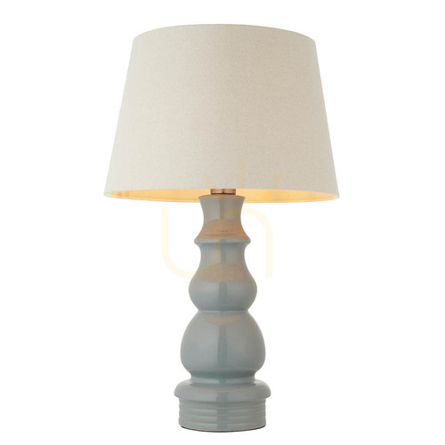 Prüfen Tischleuchte Endon Provence & Cici 103369 Keramik grau, Leinenschirm, 66 cm
