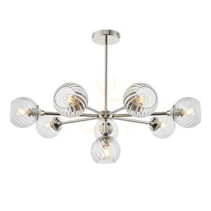 Pendelleuchte Endon Allegra Silber 8-flammig E14 Stahl Glas Dimmbar 77 cm 0 Pendelleuchte Endon Allegra Silber 8-flammig E14 Stahl Glas Dimmbar 77 cm small 0
