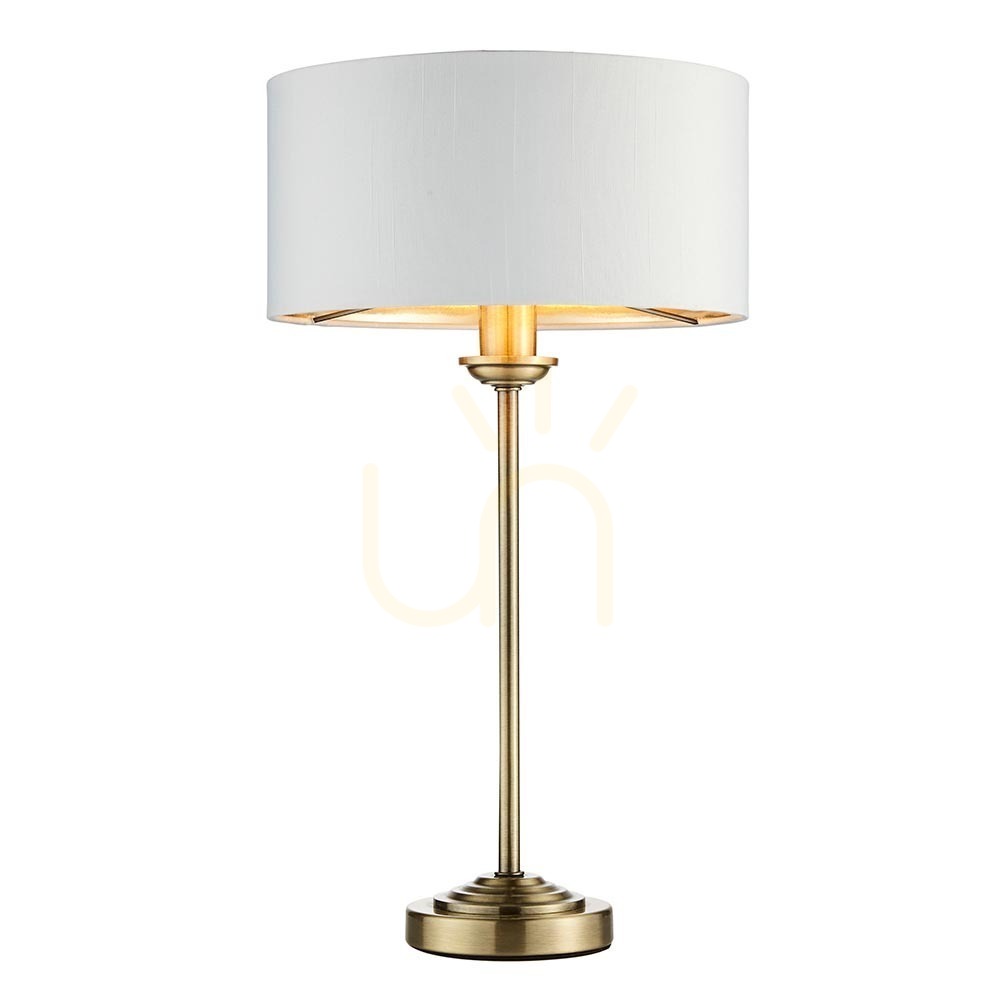 Endon Brass Table Lamp Vintage White Shade 44.7 cm