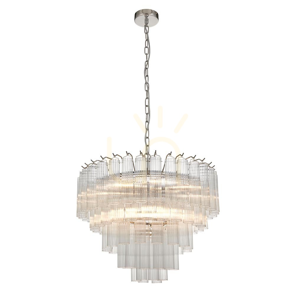 Aussicht Pendelleuchte Toulouse Endon Silber 12-flammig G9 Ø50 cm Stahl Glas Pendelleuchte Toulouse Endon Silber 12-flammig G9 Ø50 cm Stahl Glas
