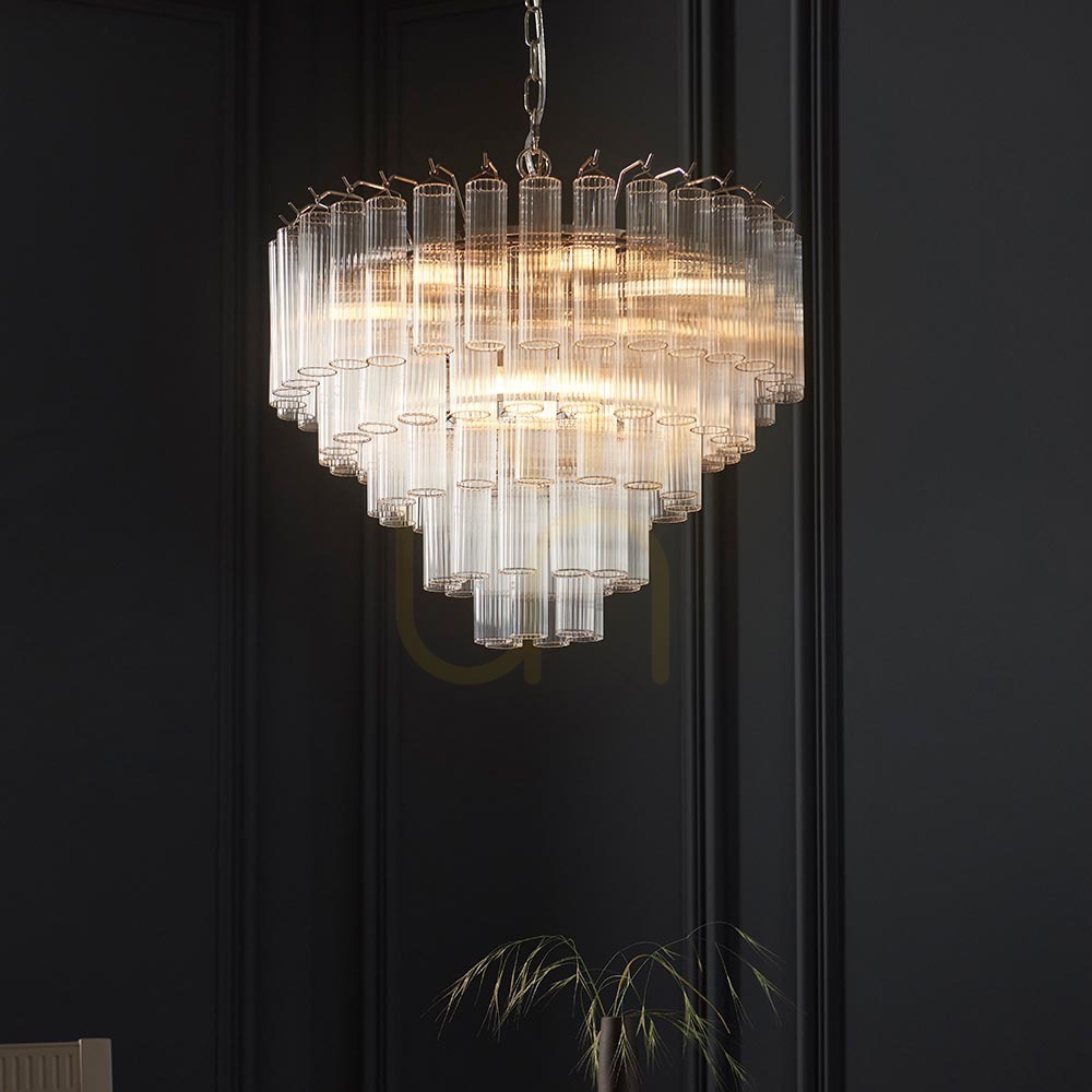 Prüfen Pendelleuchte Toulouse Endon Silber 12-flammig G9 Ø50 cm Stahl Glas Pendelleuchte Toulouse Endon Silber 12-flammig G9 Ø50 cm Stahl Glas