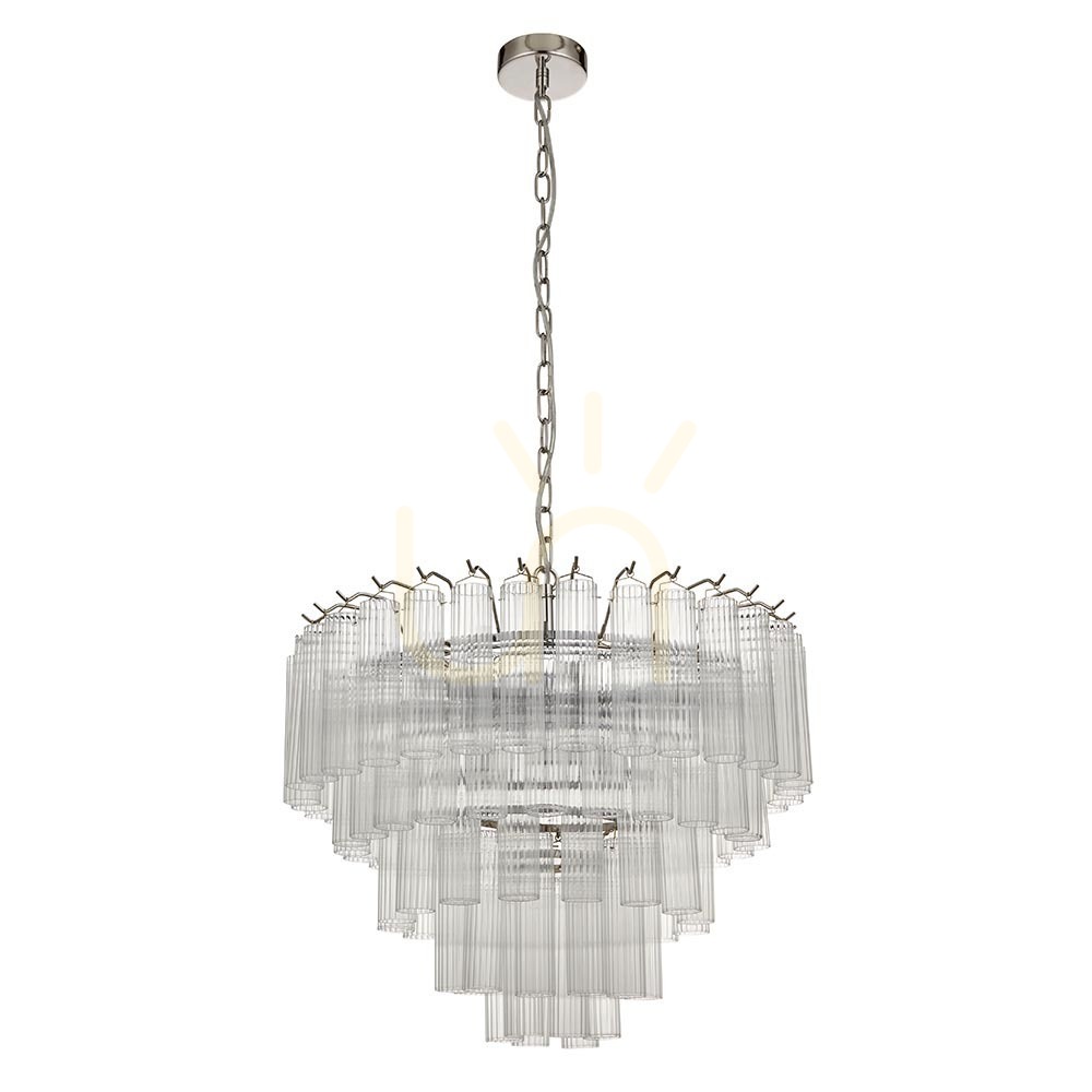 Zeige Pendelleuchte Toulouse Endon Silber 12-flammig G9 Ø50 cm Stahl Glas Pendelleuchte Toulouse Endon Silber 12-flammig G9 Ø50 cm Stahl Glas