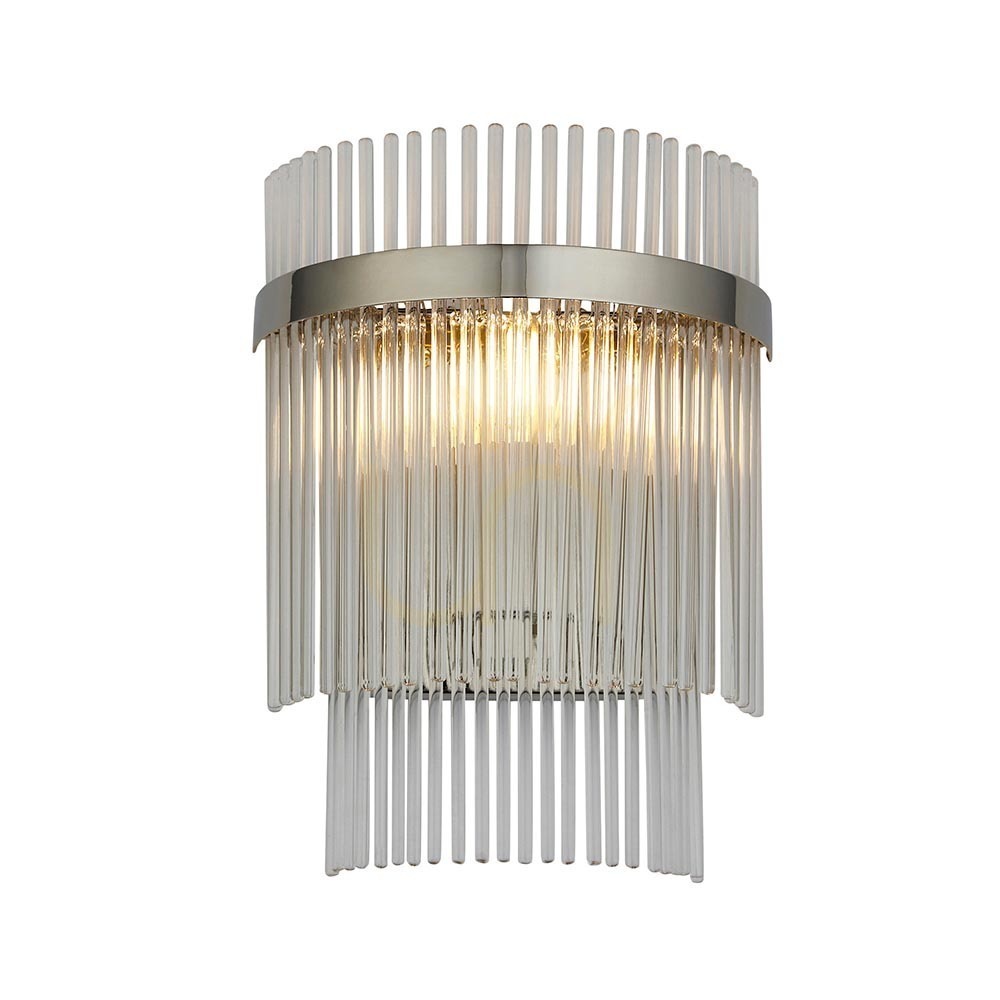 Vägglampa Endon Marietta Silver Metall Glas E14 Dimbärbar