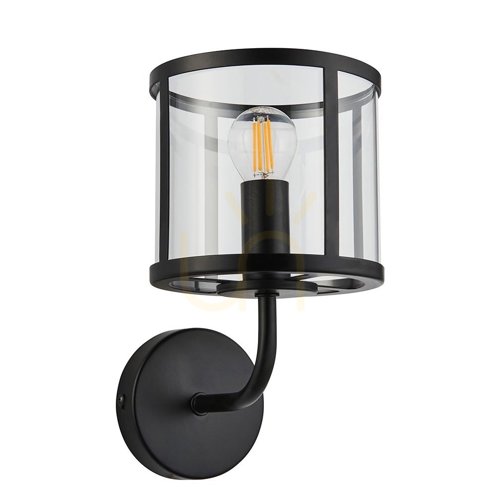 Aussicht Wandleuchte Endon Hopton Schwarz Stahl Glas E14 dimmbar Wandleuchte Endon Hopton Schwarz Stahl Glas E14 dimmbar