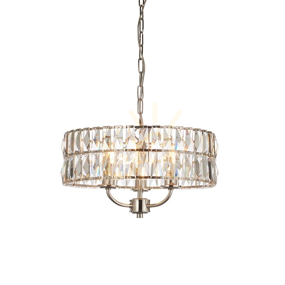Pendant Light Endon Clifton 3 Light Silver Glass Steel 38.5cm