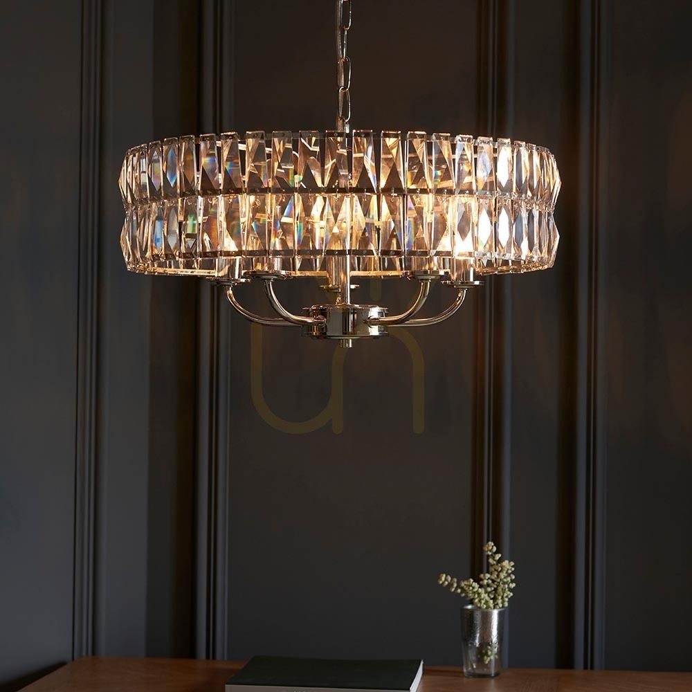 Anzeige Pendelleuchte Endon Clifton 5-flammig Silber Stahl Glas E14 dimmbar Pendelleuchte Endon Clifton 5-flammig Silber Stahl Glas E14 dimmbar