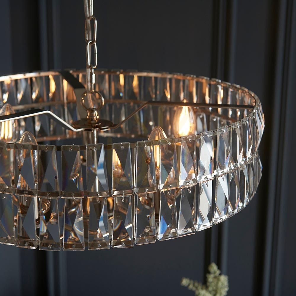 Aussicht Pendelleuchte Endon Clifton 5-flammig Silber Stahl Glas E14 dimmbar Pendelleuchte Endon Clifton 5-flammig Silber Stahl Glas E14 dimmbar