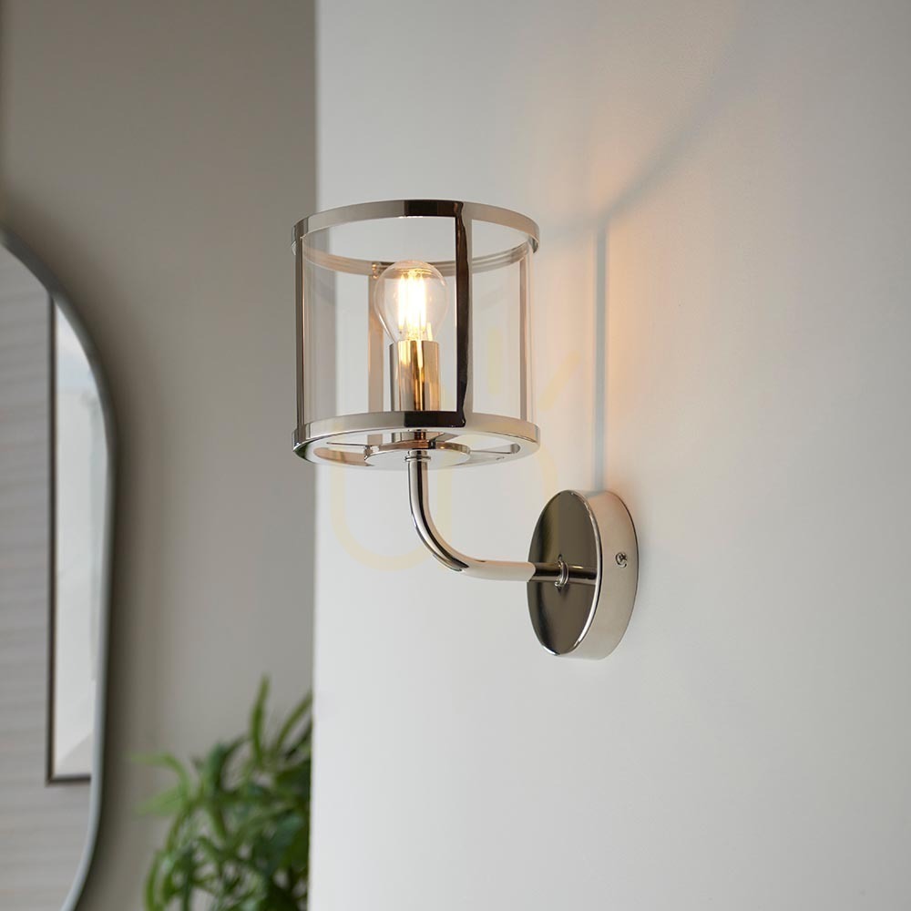 Anzeige Wandleuchte Endon Hopton Silber Stahl Glas E14 dimmbar Wandleuchte Endon Hopton Silber Stahl Glas E14 dimmbar