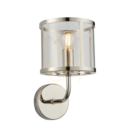 Prüfen Wandleuchte Endon Hopton 106003, glänzendes Nickel, klares Glas, 1×E14