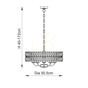 Endon CLIFTON 106244 Pendelleuchte, 5 x E14 max. 6 W, Schliffglas, Antikmessing, ø50,5 cm small 2