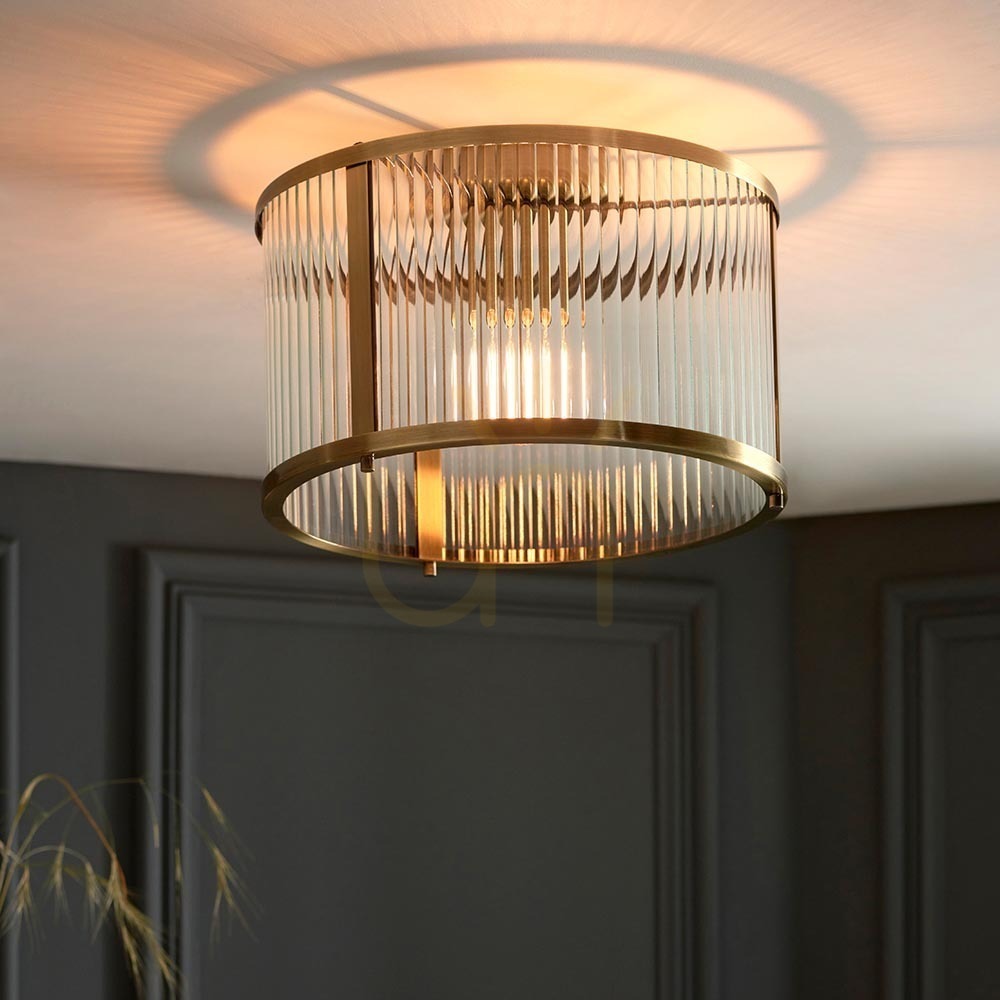 Zeige Plafond Endon Ridgeton Messing E27 Dimmbar Ø31 cm Stahl Glas Plafond Endon Ridgeton Messing E27 Dimmbar Ø31 cm Stahl Glas