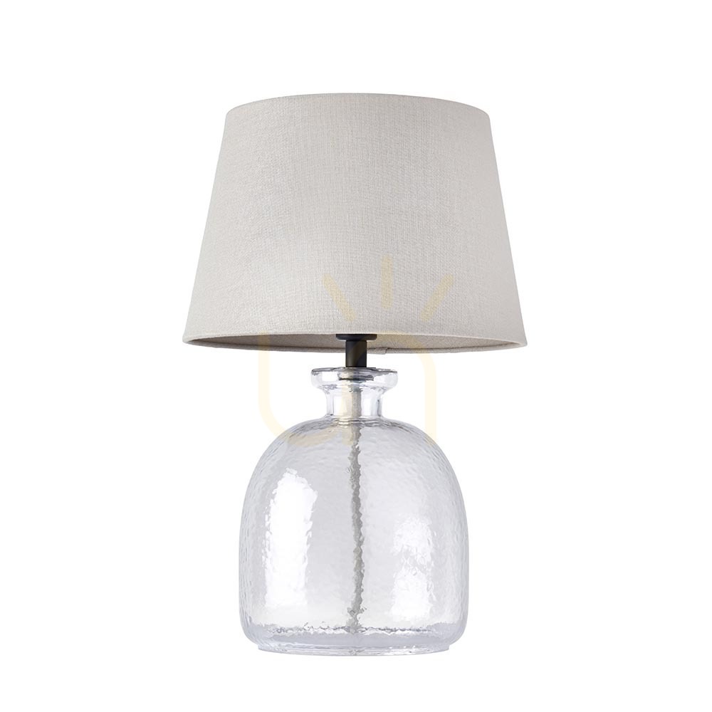 Aussicht Tischlampe Endon Lyra Cici Grau Stoff Glas E14 42,8 cm Tischlampe Endon Lyra Cici Grau Stoff Glas E14 42,8 cm