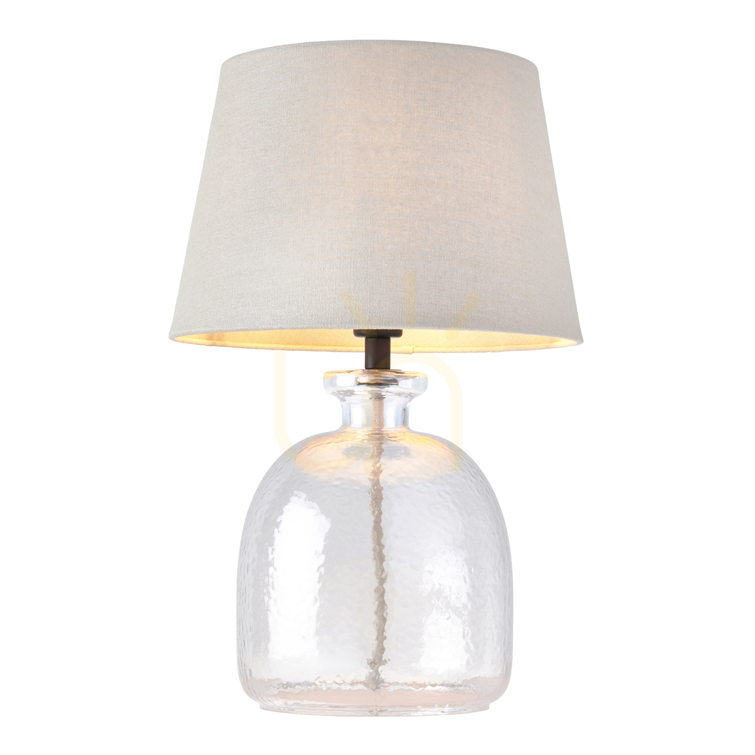 Prüfen Tischlampe Endon Lyra Cici Grau Stoff Glas E14 42,8 cm Tischlampe Endon Lyra Cici Grau Stoff Glas E14 42,8 cm