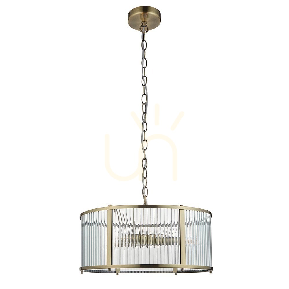 Zeige Pendelleuchte Endon Ridgeton 3-flammig Messing Glas E14 45 cm Pendelleuchte Endon Ridgeton 3-flammig Messing Glas E14 45 cm