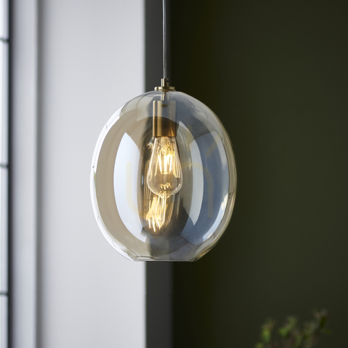 Prüfen Pendelleuchte Endon Kelda oval Messing Glas Ø 26 cm E27 dimmbar