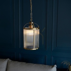 Pendelleuchte Endon Lambeth Messing gerippt E27 20 cm small 3