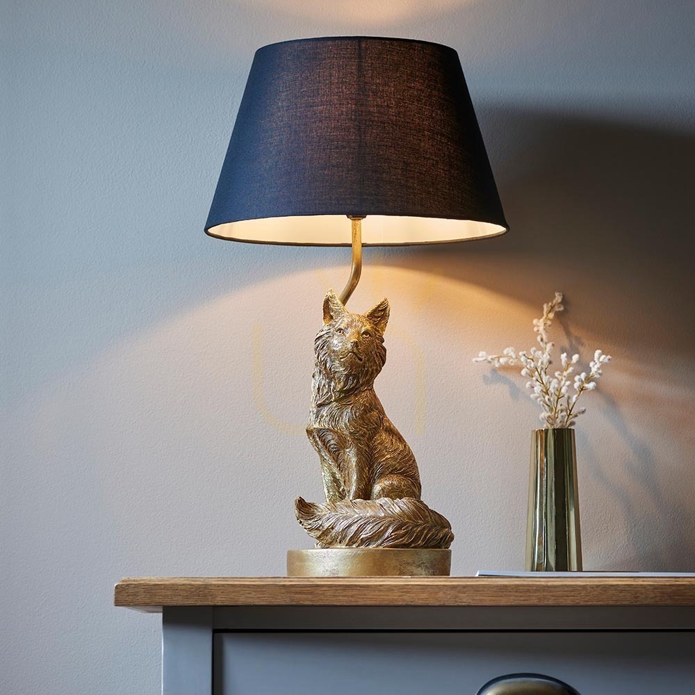 Anzeige Tischlampe Endon Fox Schwarz Stoffschirm E14 53 cm Tischlampe Endon Fox Schwarz Stoffschirm E14 53 cm