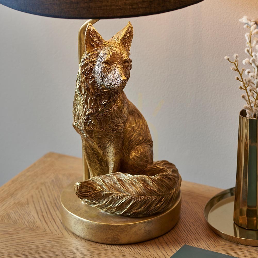 Vorschau Tischlampe Endon Fox Schwarz Stoffschirm E14 53 cm Tischlampe Endon Fox Schwarz Stoffschirm E14 53 cm
