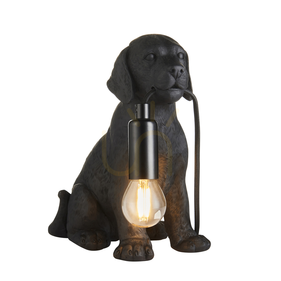 Tischleuchte Endon Labrador Puppy schwarz E14 23,5 cm