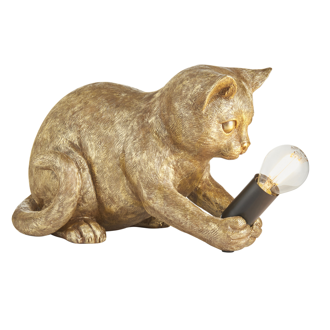 Lampă de masă Endon Kitten neagră, rășină și oțel, E14, 18,3 cm