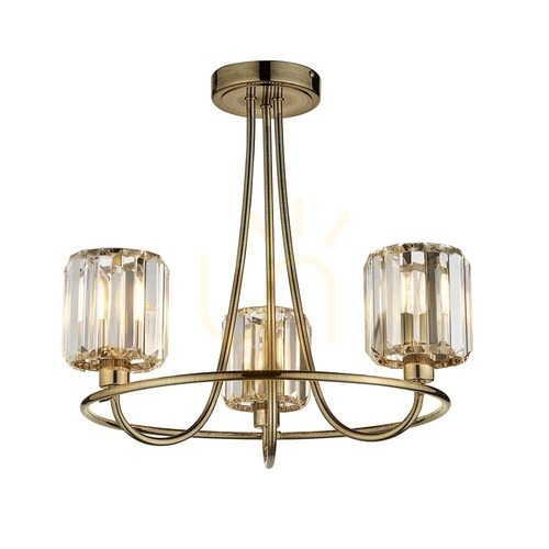 Prüfen Deckenleuchte Endon Berenice Messing 3-flammig E14 Stahl Glas Ø45,6 cm