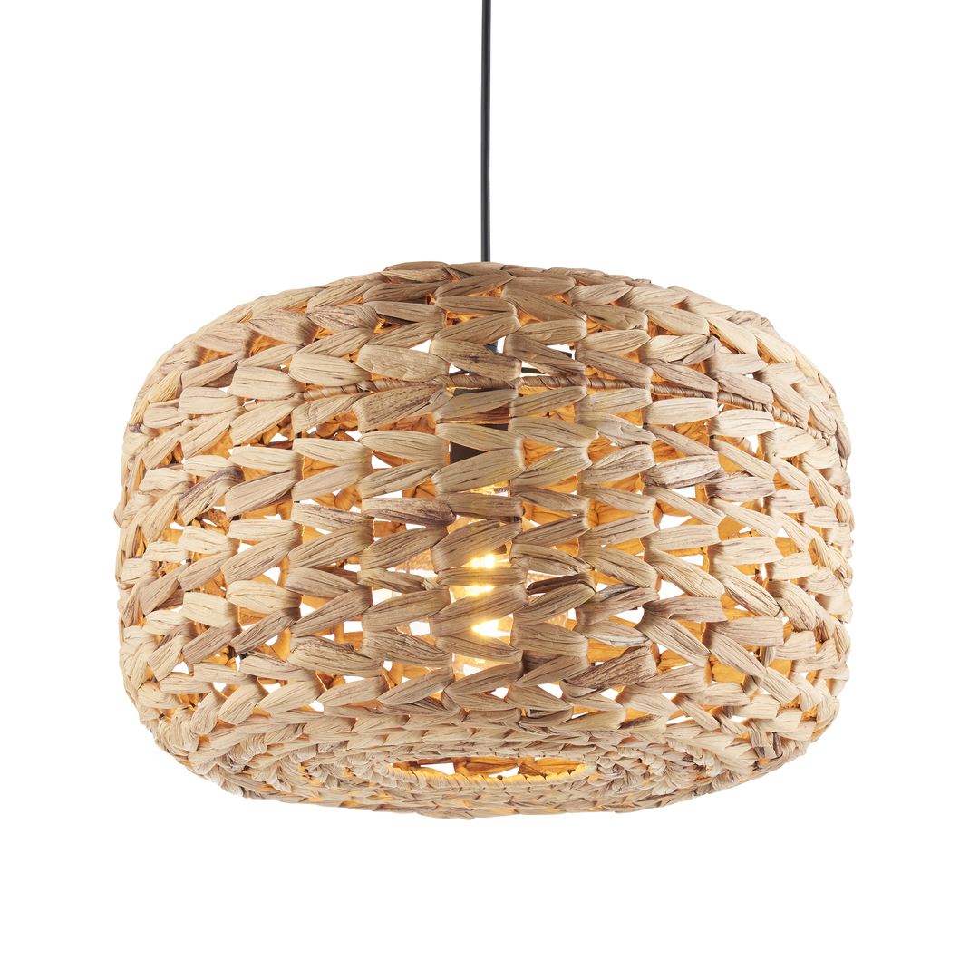 Endon Brown Pendant Light Steel Natural Fibre 39 cm