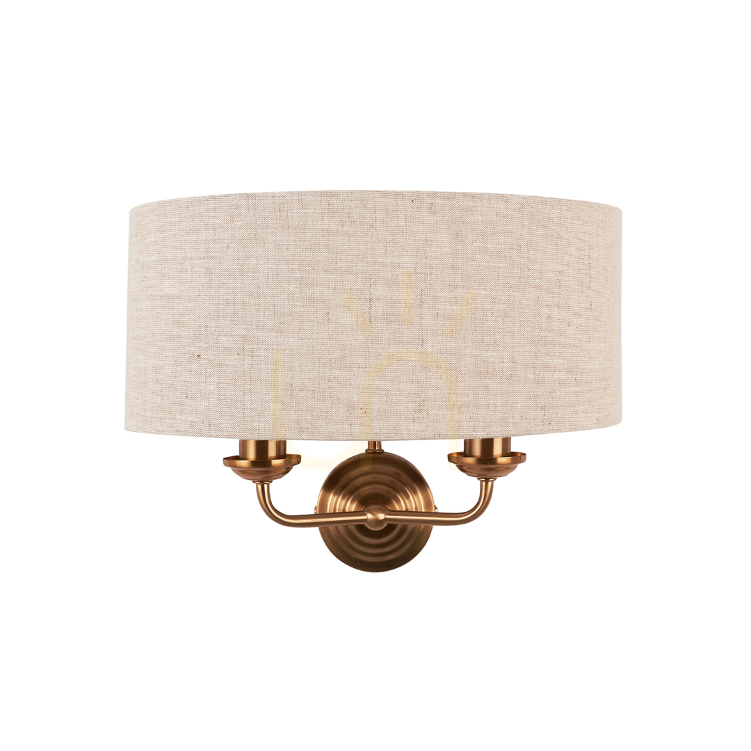 Prüfen Wandleuchte Endon Highclere Messing 2-flammig E14 Stoffschirm natural Wandleuchte Endon Highclere Messing 2-flammig E14 Stoffschirm natural