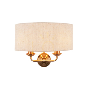 Wandleuchte Endon Highclere Messing 2-flammig E14 Stoffschirm natural 0 Wandleuchte Endon Highclere Messing 2-flammig E14 Stoffschirm natural small 0