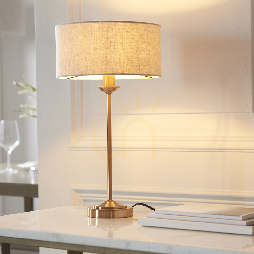 Vorschau Tischlampe Endon Highclere Messing Stoffschirm E14 44,7 cm Tischlampe Endon Highclere Messing Stoffschirm E14 44,7 cm