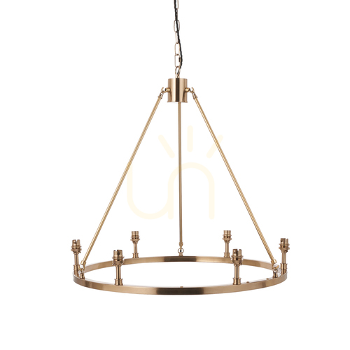 Prüfen Endon Chester 111202 Kronleuchter, antike Messingoptik, 6×B22, Ø 62 cm, ohne Schirme
