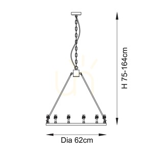 Endon Chester 111202 Kronleuchter, antike Messingoptik, 6×B22, Ø 62 cm, ohne Schirme small 8