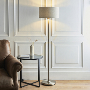 Endon Highclere 112232 Stehleuchte, gebürstetes Chrom und naturfarbenes Leinen, E27, 150 cm small 1
