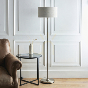 Endon Highclere 112232 Stehleuchte, gebürstetes Chrom und naturfarbenes Leinen, E27, 150 cm small 2