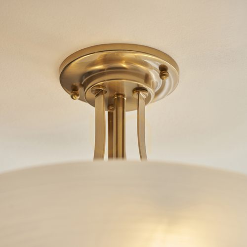 Prüfen Plafond Endon Welles Messing 3-flammig E27 Glas Stahl Ø41 cm